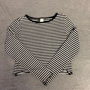 Black and white striped crop top